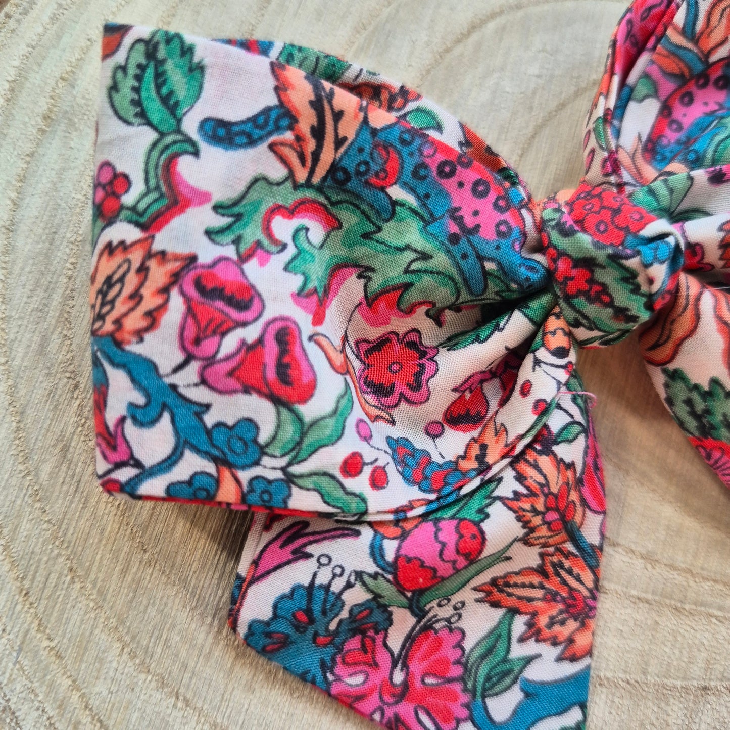 Vintage Liberty Print Mini Hair Bow Clip - Rose Pink