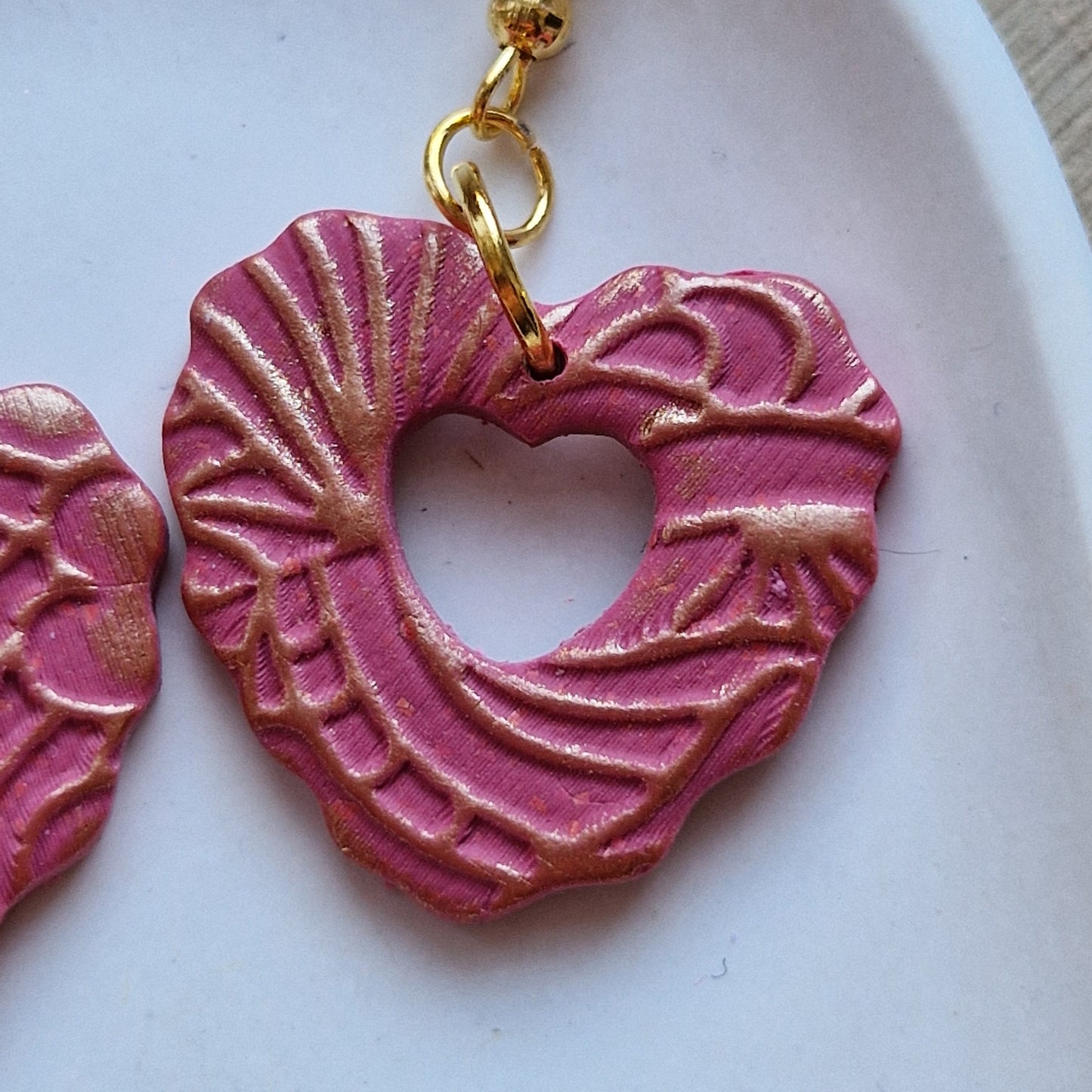 Clay Heart Earrings - Ilaria in Deep Red