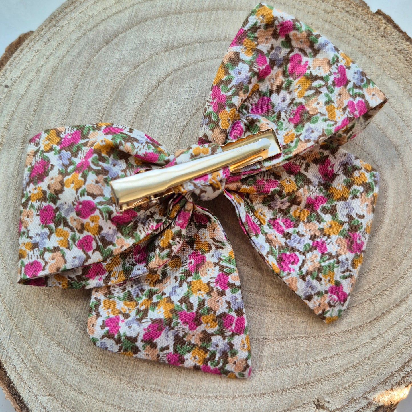Vintage Liberty Print Mini Hair Bow Clip - Ditsy Pink Floral