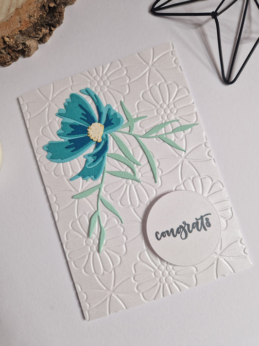 Cosmos Card - Congrats in Turquoise