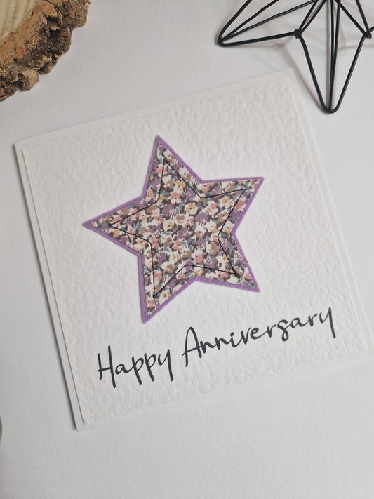 Vintage Liberty Print Star Card - Happy Anniversary