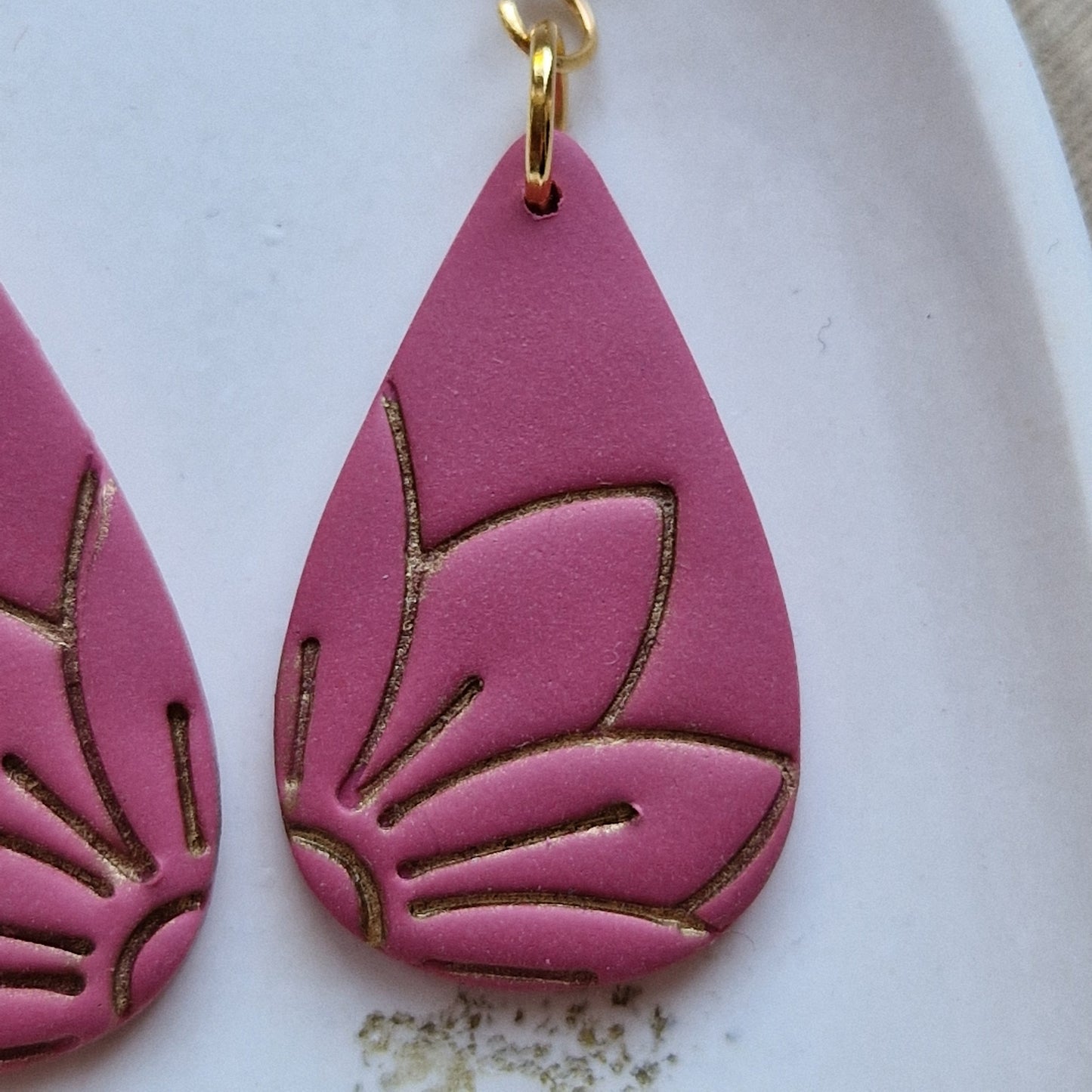 Clay Flower Earrings - Cecelia in Deep Red