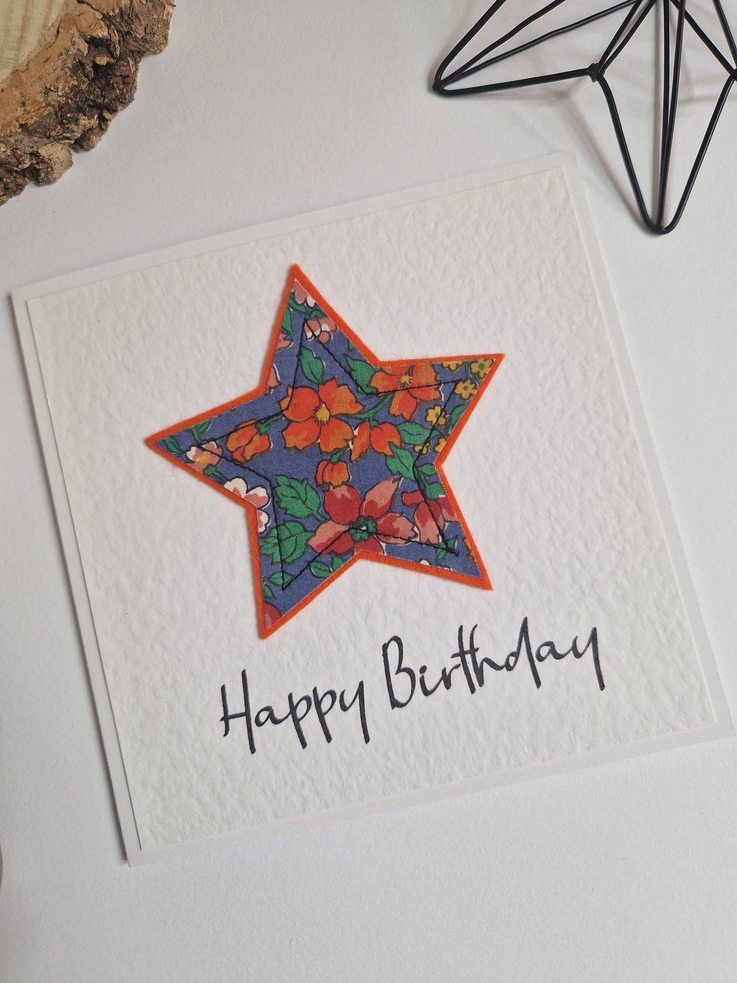 Vintage Liberty Print Star Card - Happy Birthday