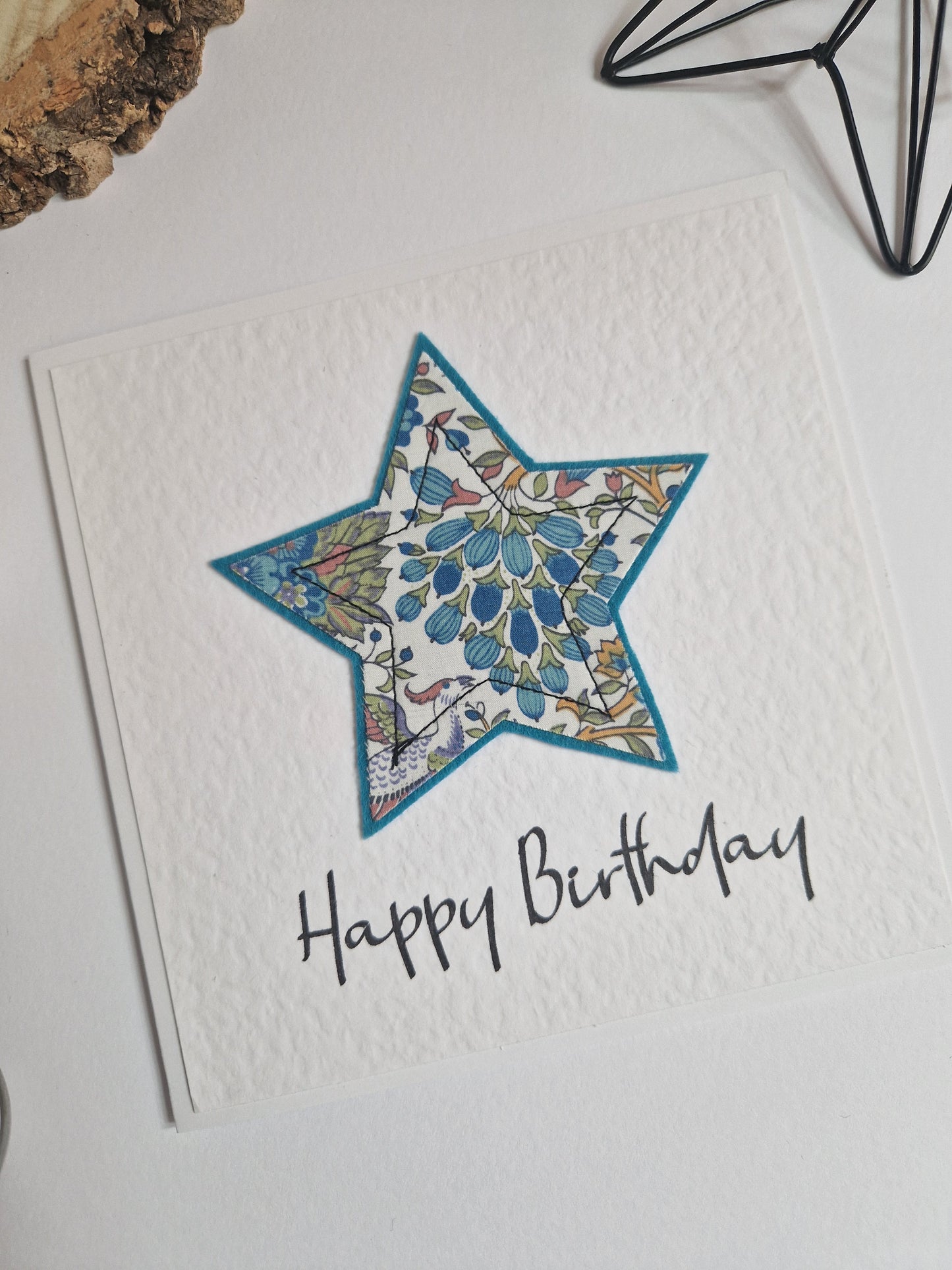 Vintage Liberty Print Star Card - Happy Birthday