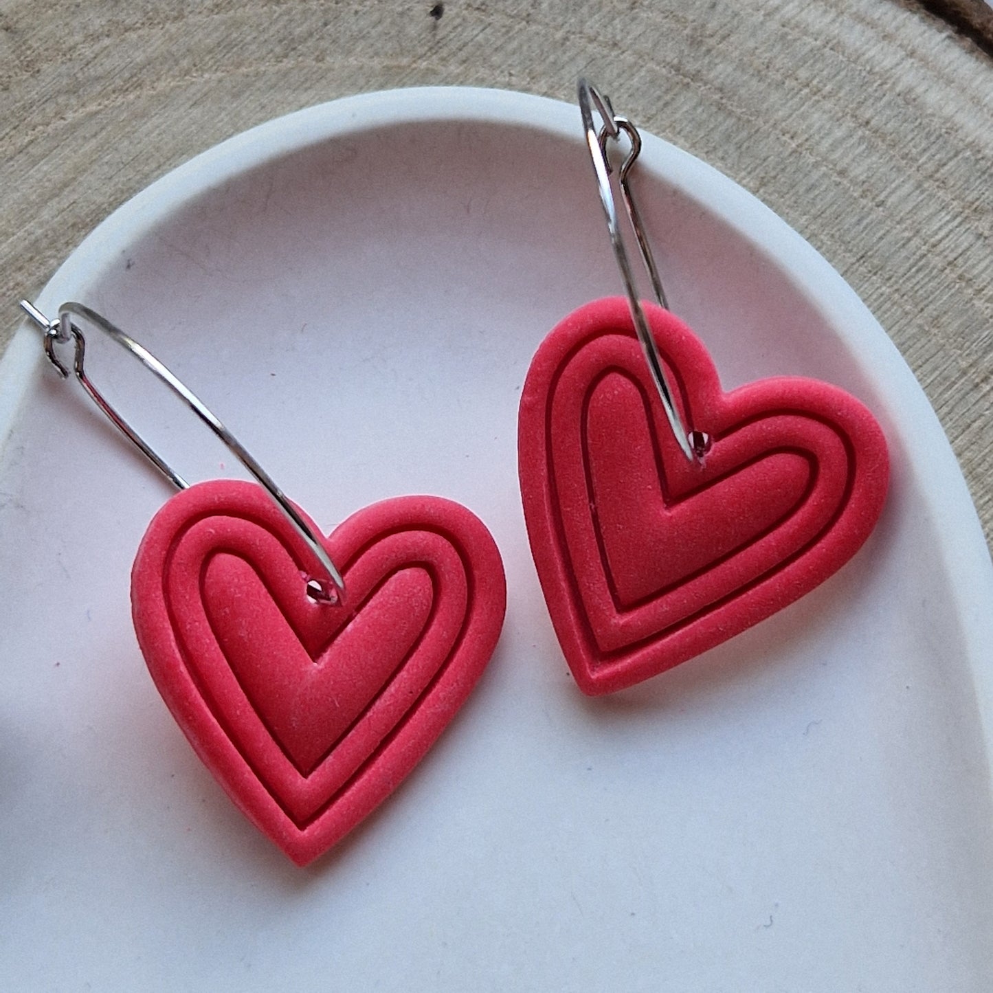 Clay Heart Earrings - Ophelia in Raspberry