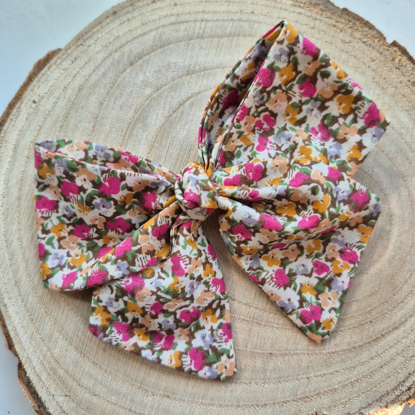 Vintage Liberty Print Mini Hair Bow Clip - Ditsy Pink Floral